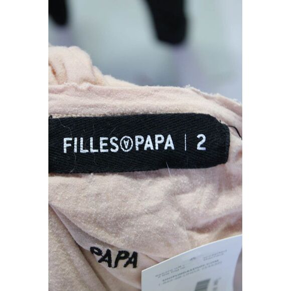 Filles A Papa Womens Long Sleeve Distressed Logo Tee Shirt Pink Size 2 - Picture 4 of 4